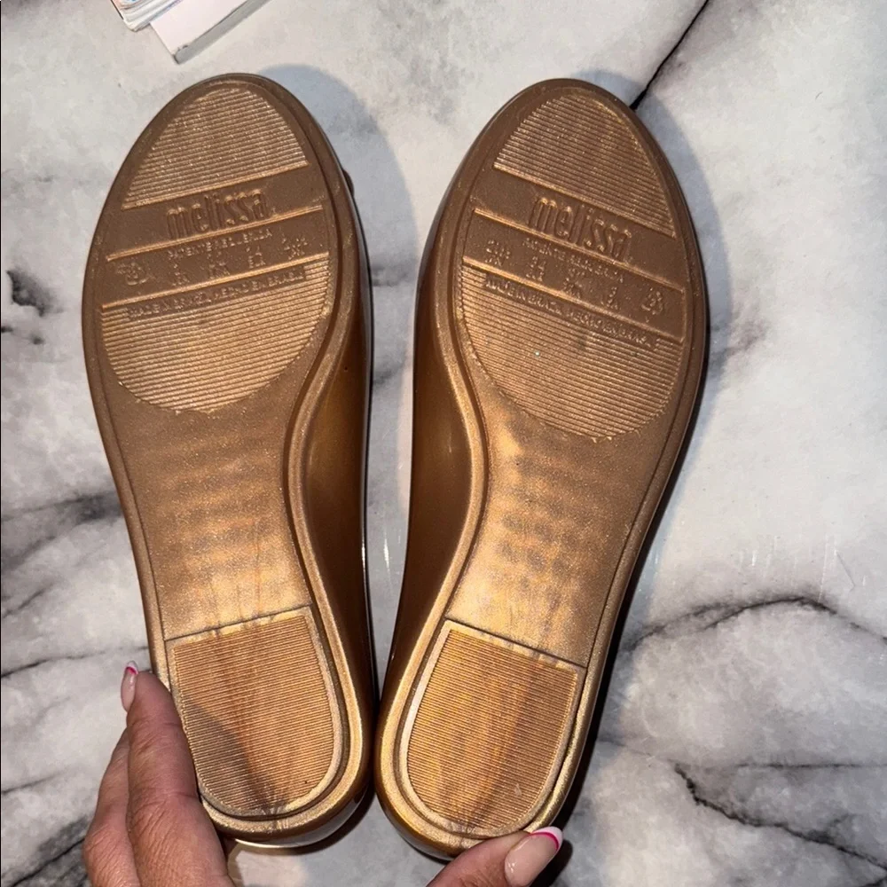 Mini Melissa gold ballerina flats